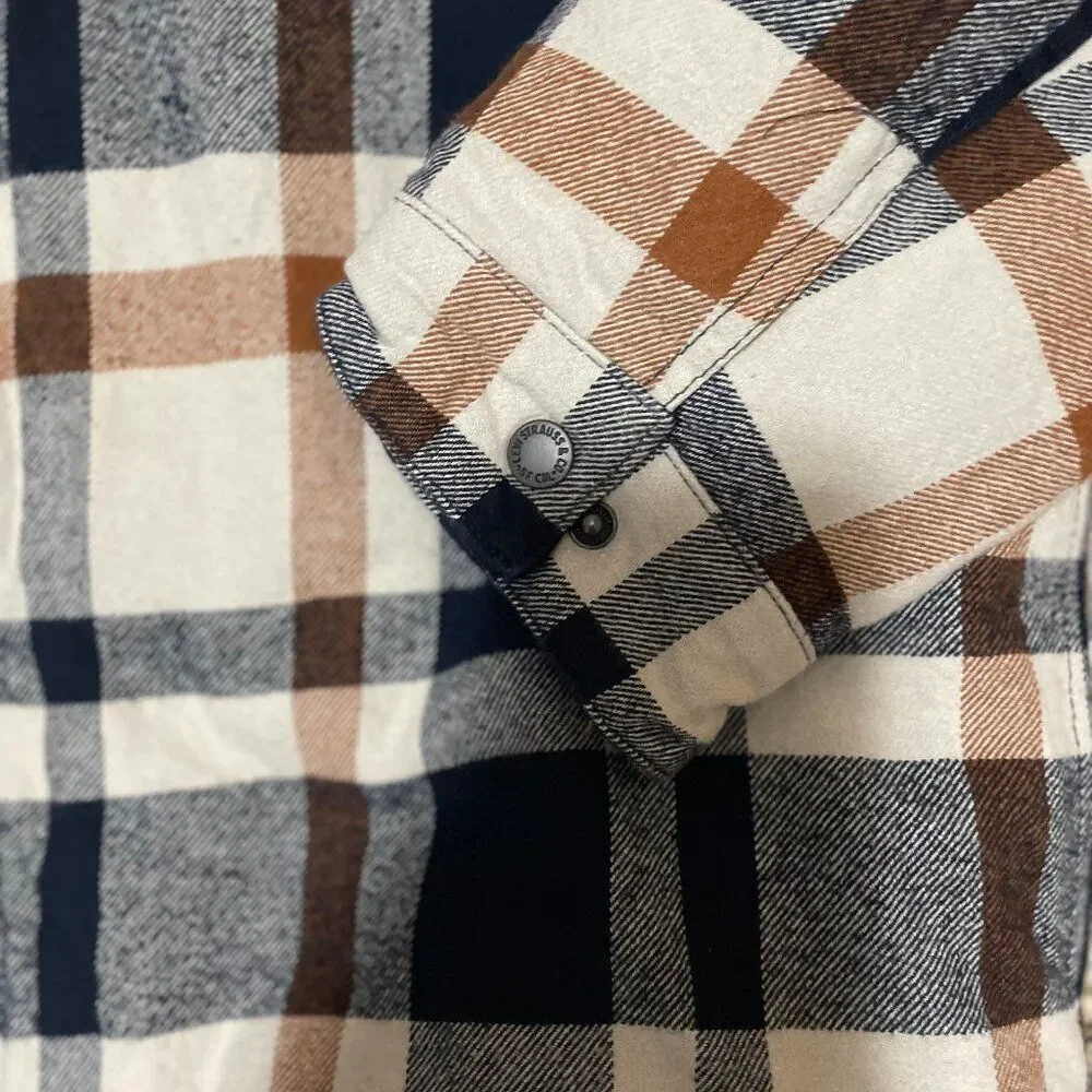 Levis Men's Cotton Plaid Sherpa Lined Shacket W/Hood  Size XL